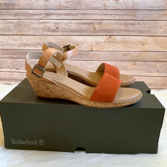 Timberland Whittier Leather Cork Wedge Sandals - Picture 2 of 6